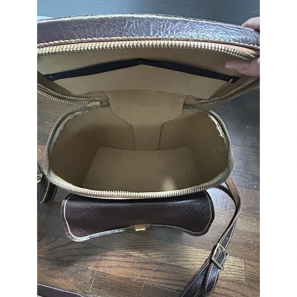 Vintage Camera‎ Bag Brown Leather Carrying Case Shoulder Strap Collectable Prop